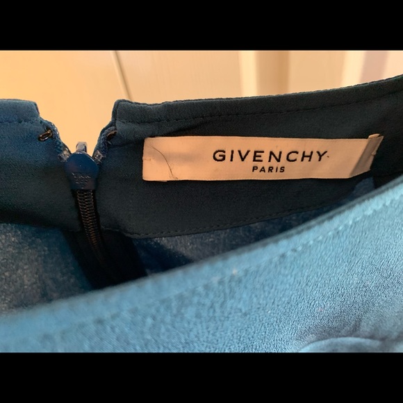 Auth Givenchy Asymmetric Ruffle-front silk top Blue sz 42 - Picture 10 of 13